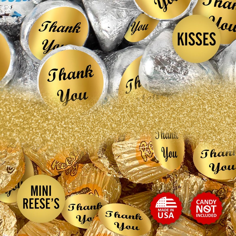 RokAPary Gold Foil Thank You Kisses Stickers, (Set of 216) Chocolate Drops Labels Stickers for Weddings, Bridal Shower, Engagement Party, Birthday, Baby Shower, Party Favors Decor for Kisses. Made in USA - Image 4